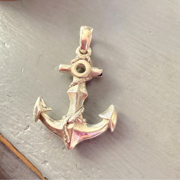925 Sterling Silver Anchor Pendant for Necklace - Picture 8 of 9